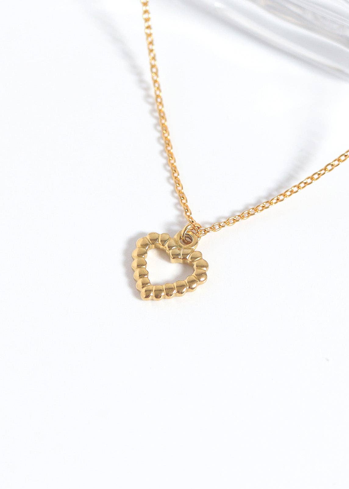 18K Gold PVD Stainless Steel Heart Charm Set: Gold