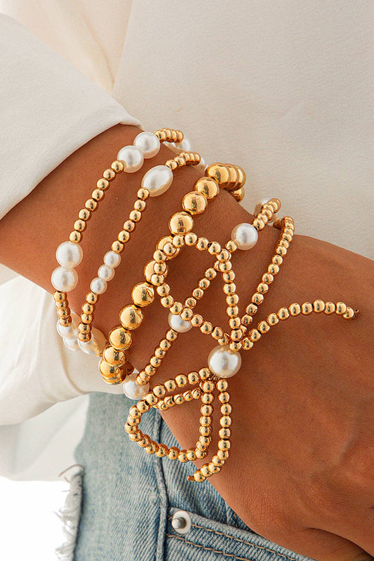 Valentine Bow Knot Pearl Beaded Bracelet Set