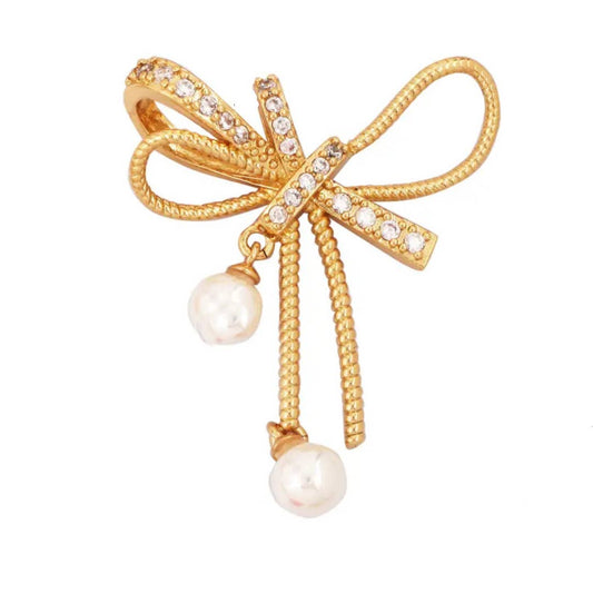 Large Bow Pearl Charm For Charm Necklace & Bracelet