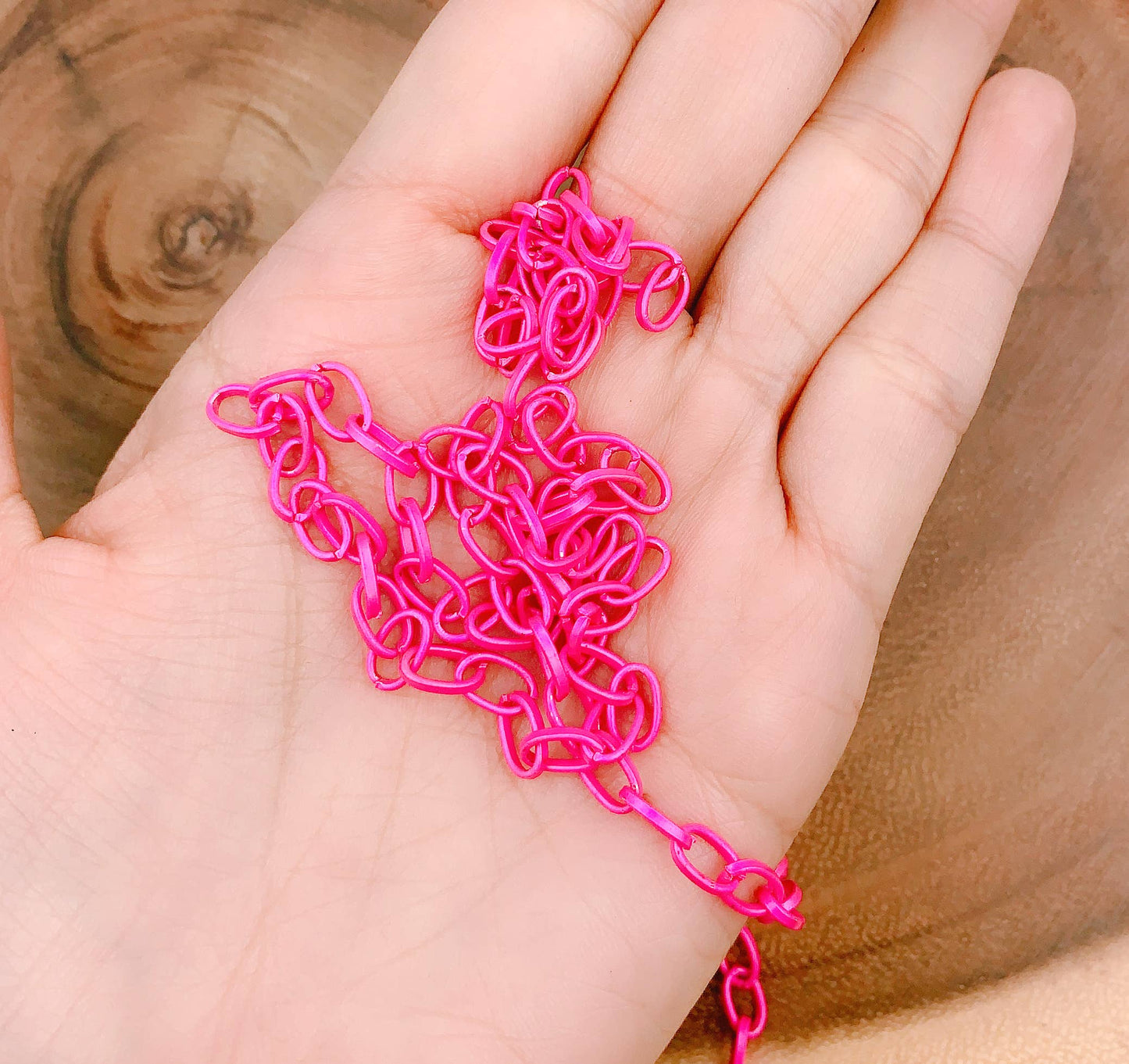 Enamel Cable Chain by Foot, Cable Chain Pink