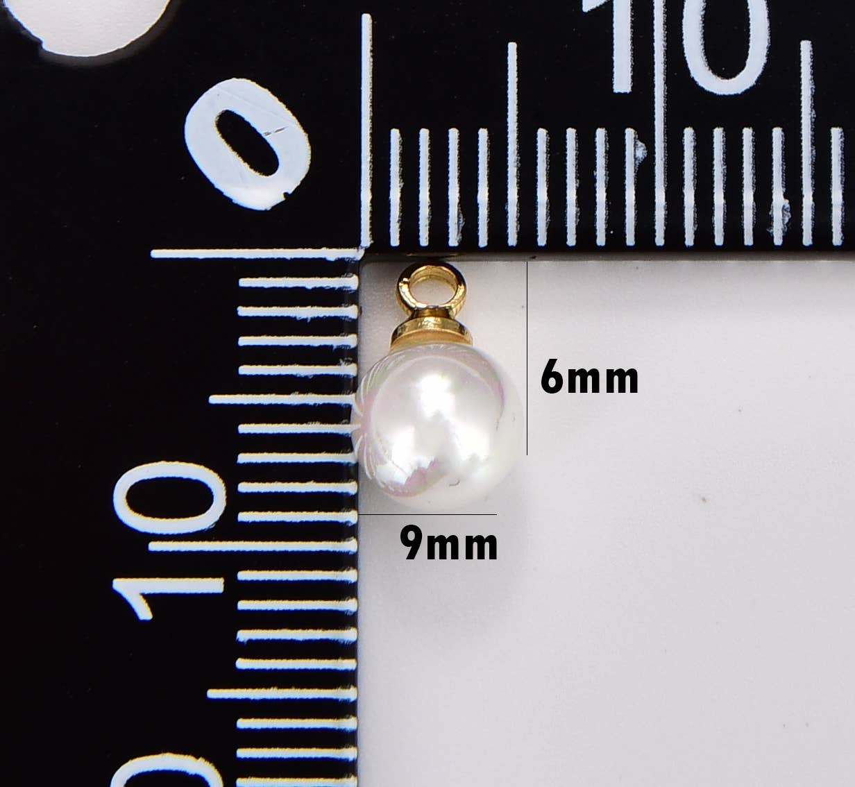 Shell Pearl Mother of Pearl Round Drop Charm, CP1742