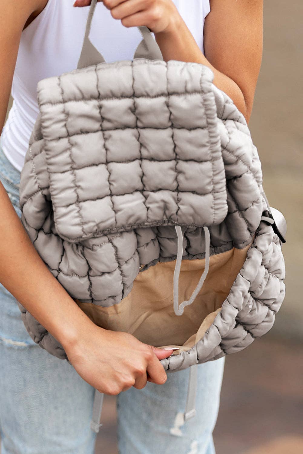 Miles Quilted Puffer Backpack: Pink / ONE SIZE