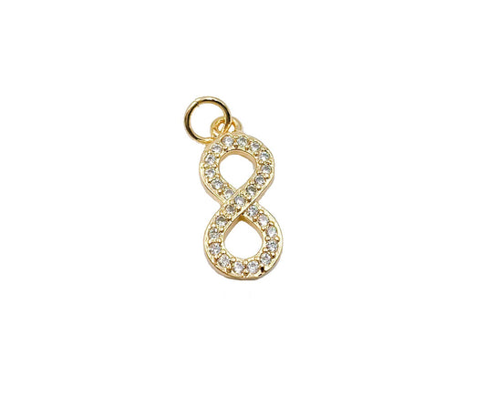 Gold Filled Infinity Charm Pendant CZ Micro Pave, CP1111