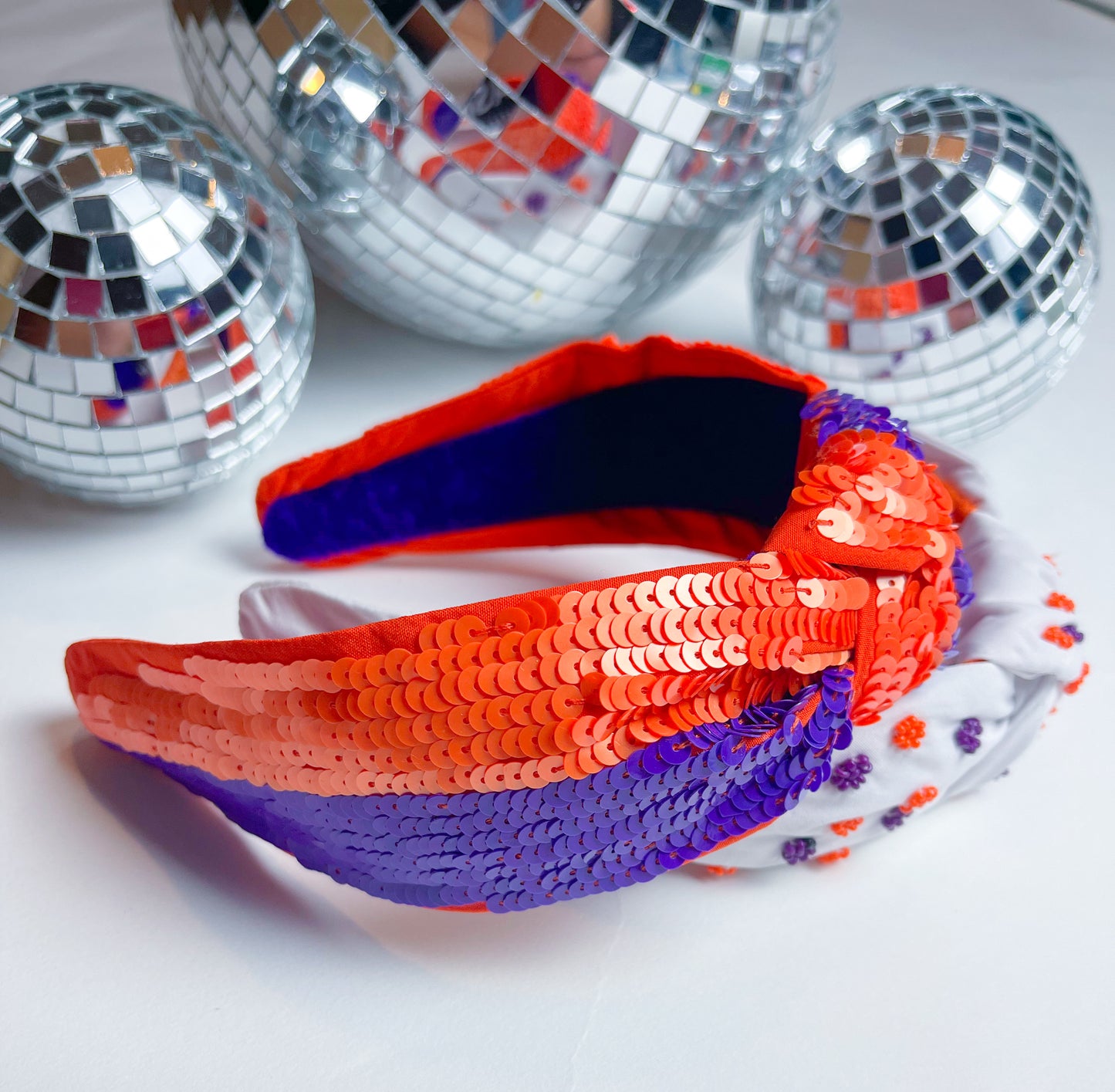 Sequin Headband, Orange & Purple