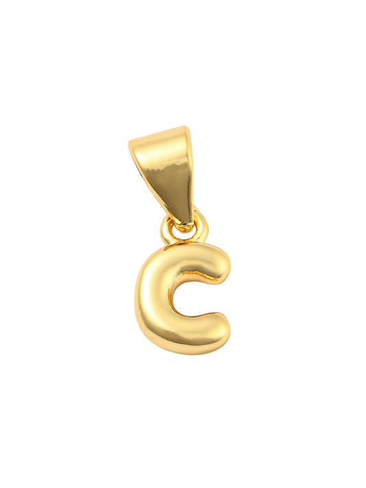 * Gold Mini 18K Bubble Letter "C" Charm