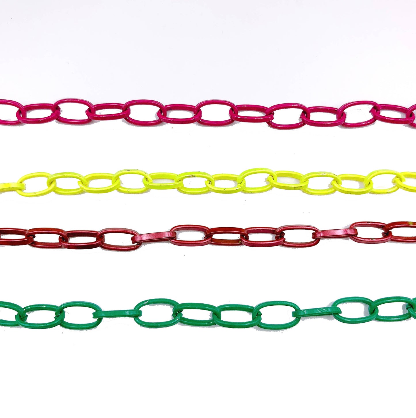 Enamel Paperclip Chain by Foot, Oval Link Chain, CH124: Green / 3 Feet