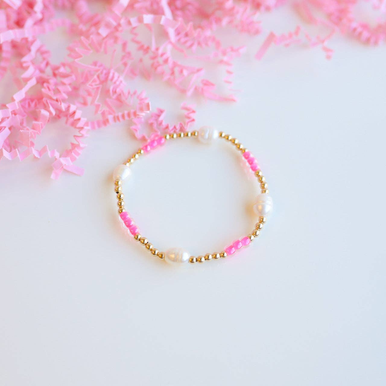 Hot Pink Pearl Poppi Bracelet: Petite 6.25 inch