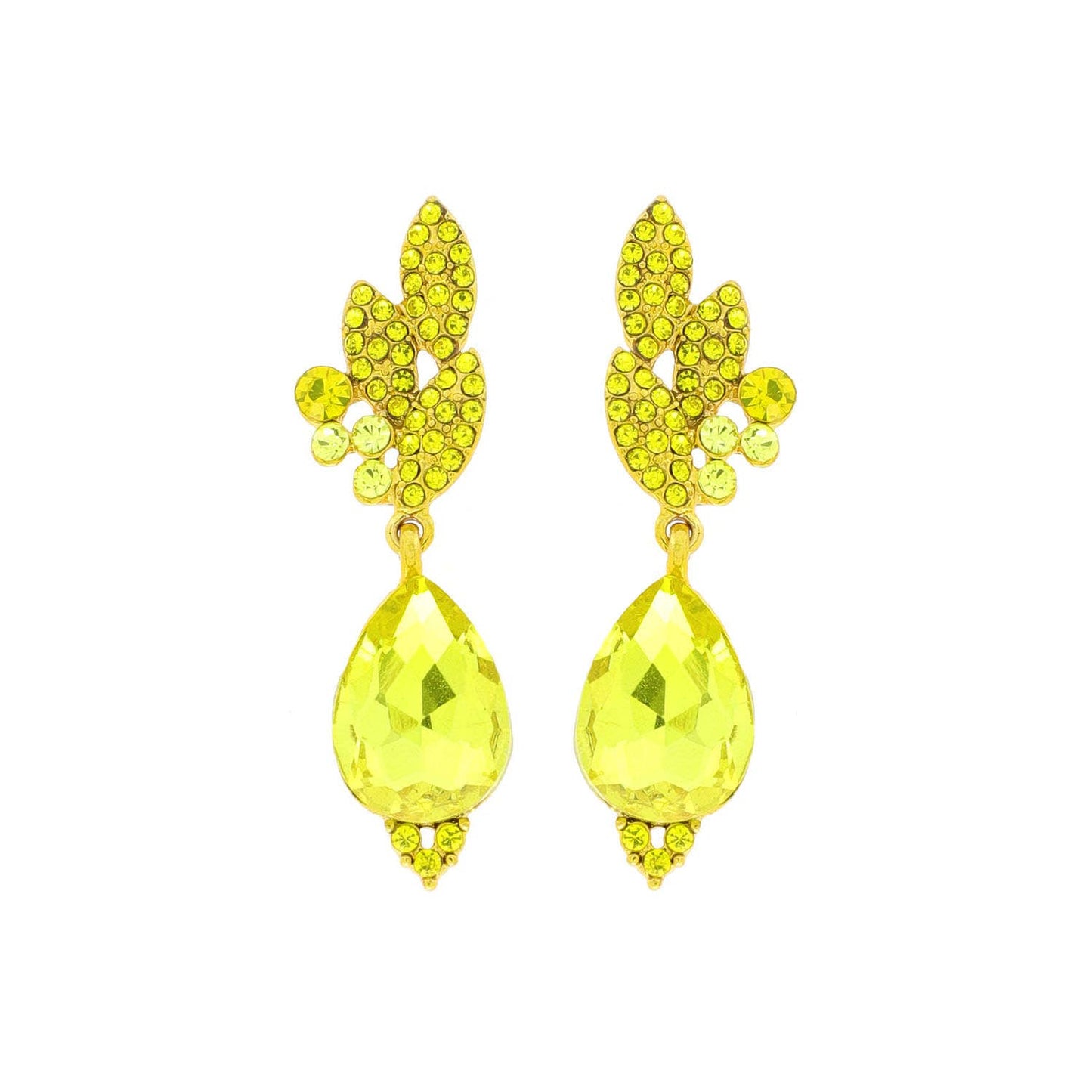 Rhinestone Cluster Teardrop Gem Evening Earrings: Gold Crystal eq312gcl