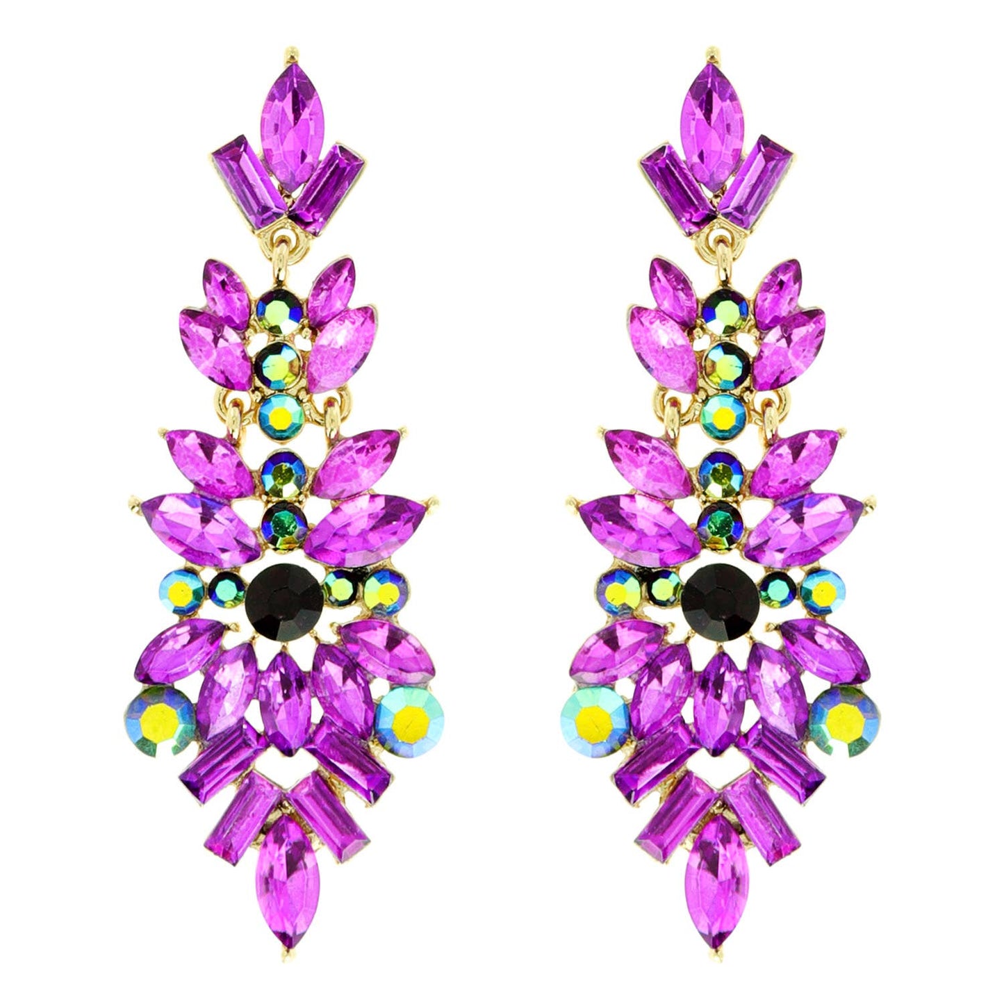 Gemstone Cluster Chandelier Earrings: Green