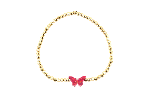 Youth Butterfly Bracelet, Gold + Pink Multi