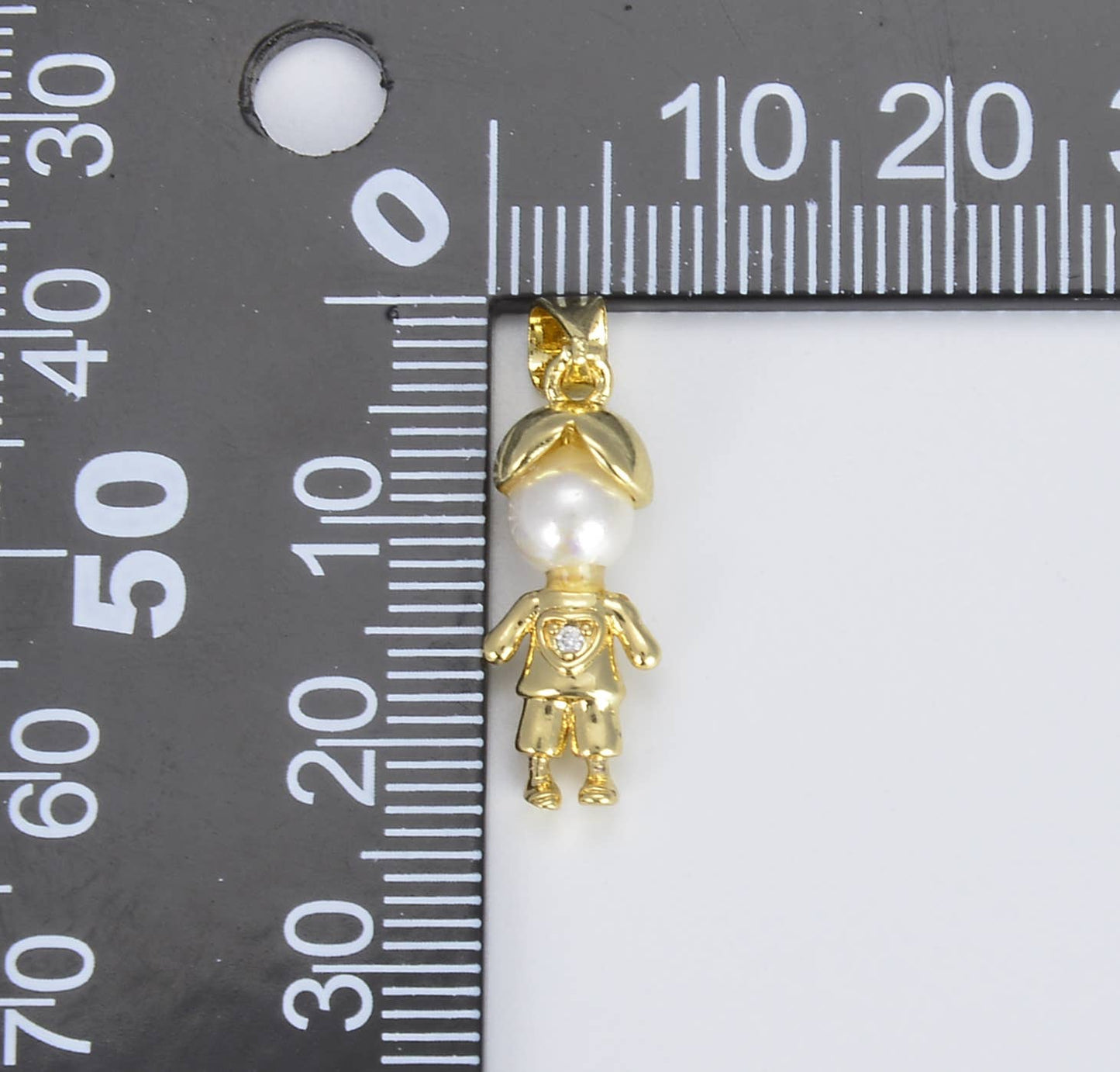 Dainty Boy  Charm with Pearl Pendant, Mother's Gift: Boy