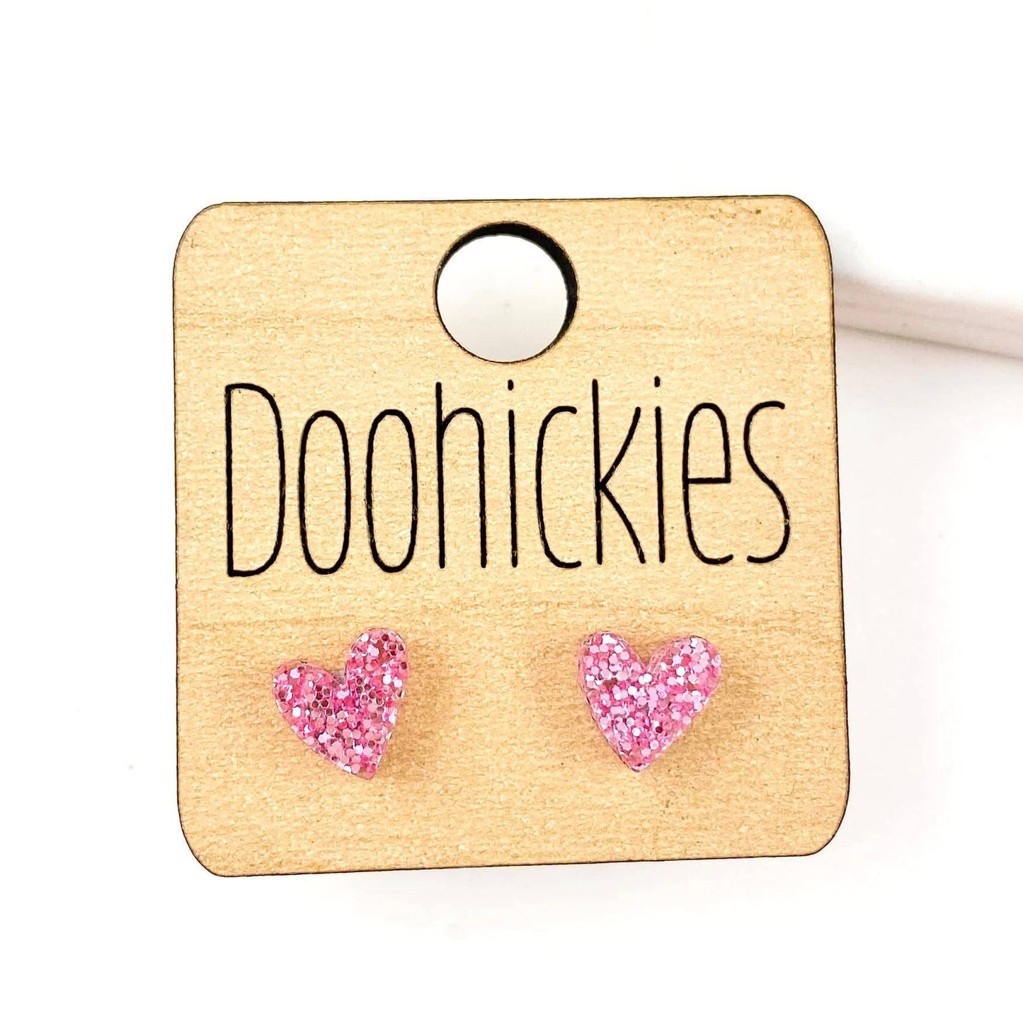 8mm Tiny Confetti Valentine Hearts - Valentines Earrings: Pink