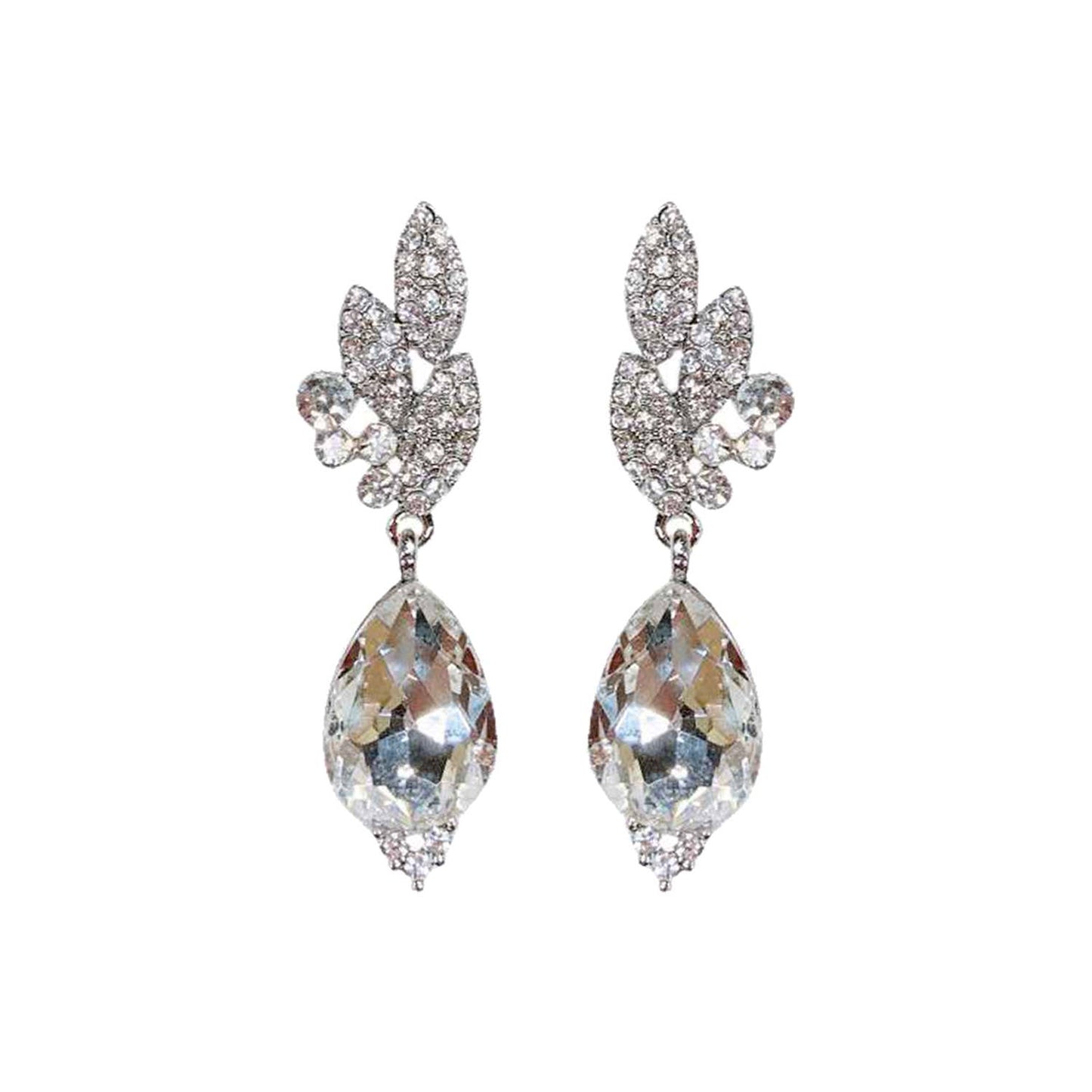 Rhinestone Cluster Teardrop Gem Evening Earrings: Green eq312ggr