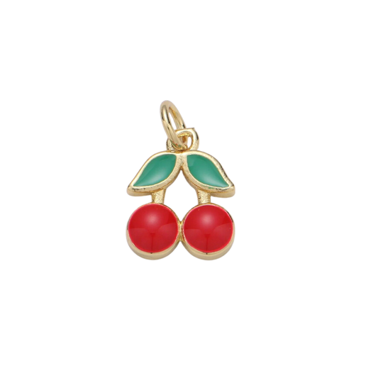 Small Enamel Cherry Charm