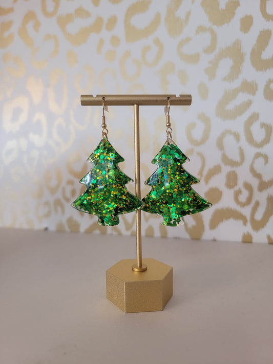 Green bubble tree earrings