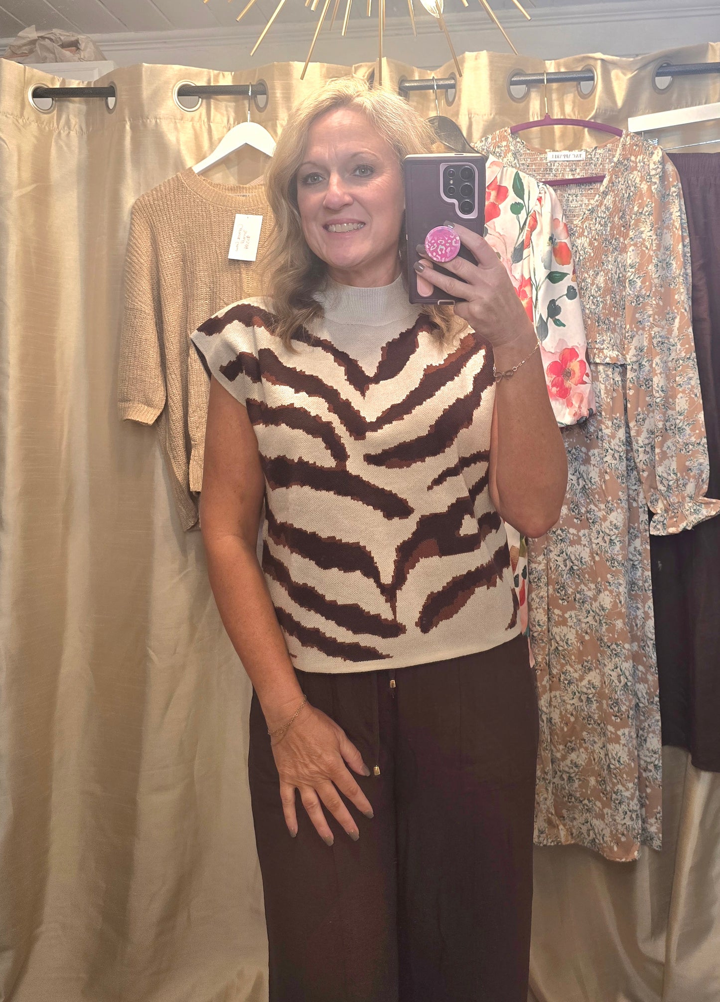 Zebra mock neck sweater