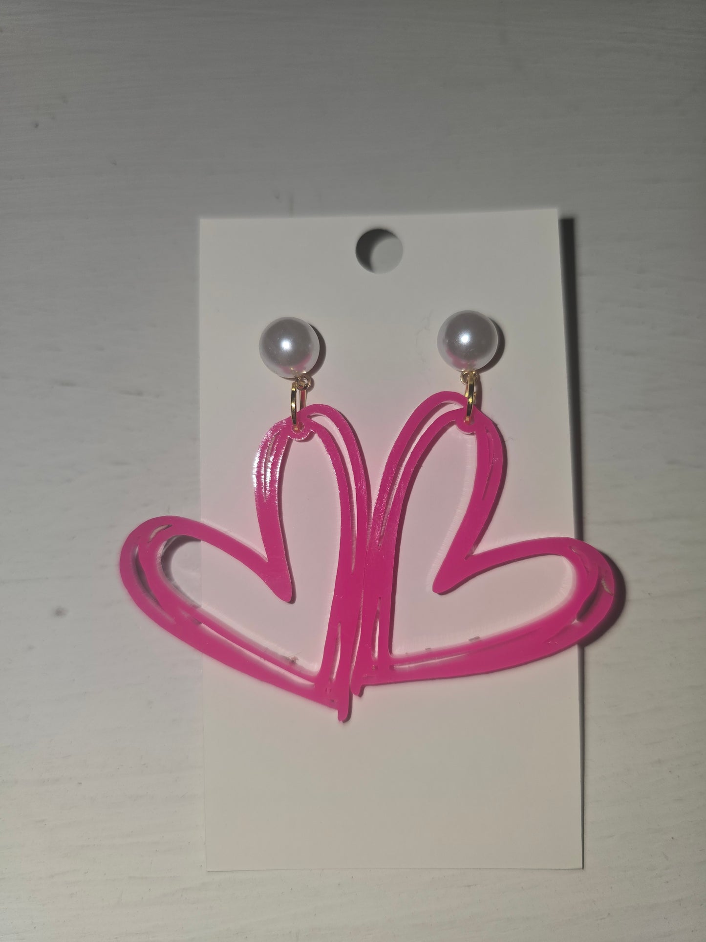 Pink sketch heart with Pearl accent
