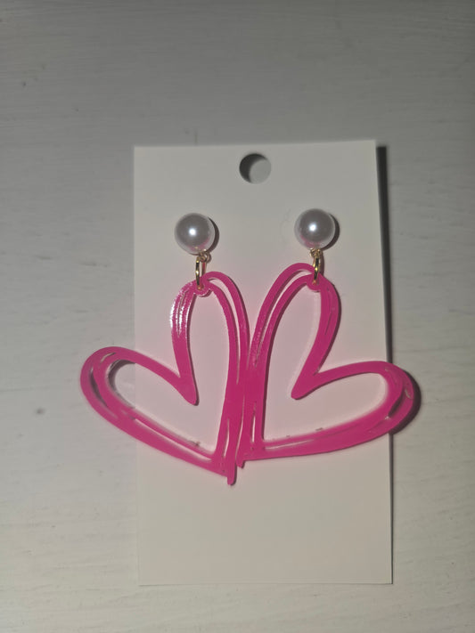 Pink sketch heart with Pearl accent