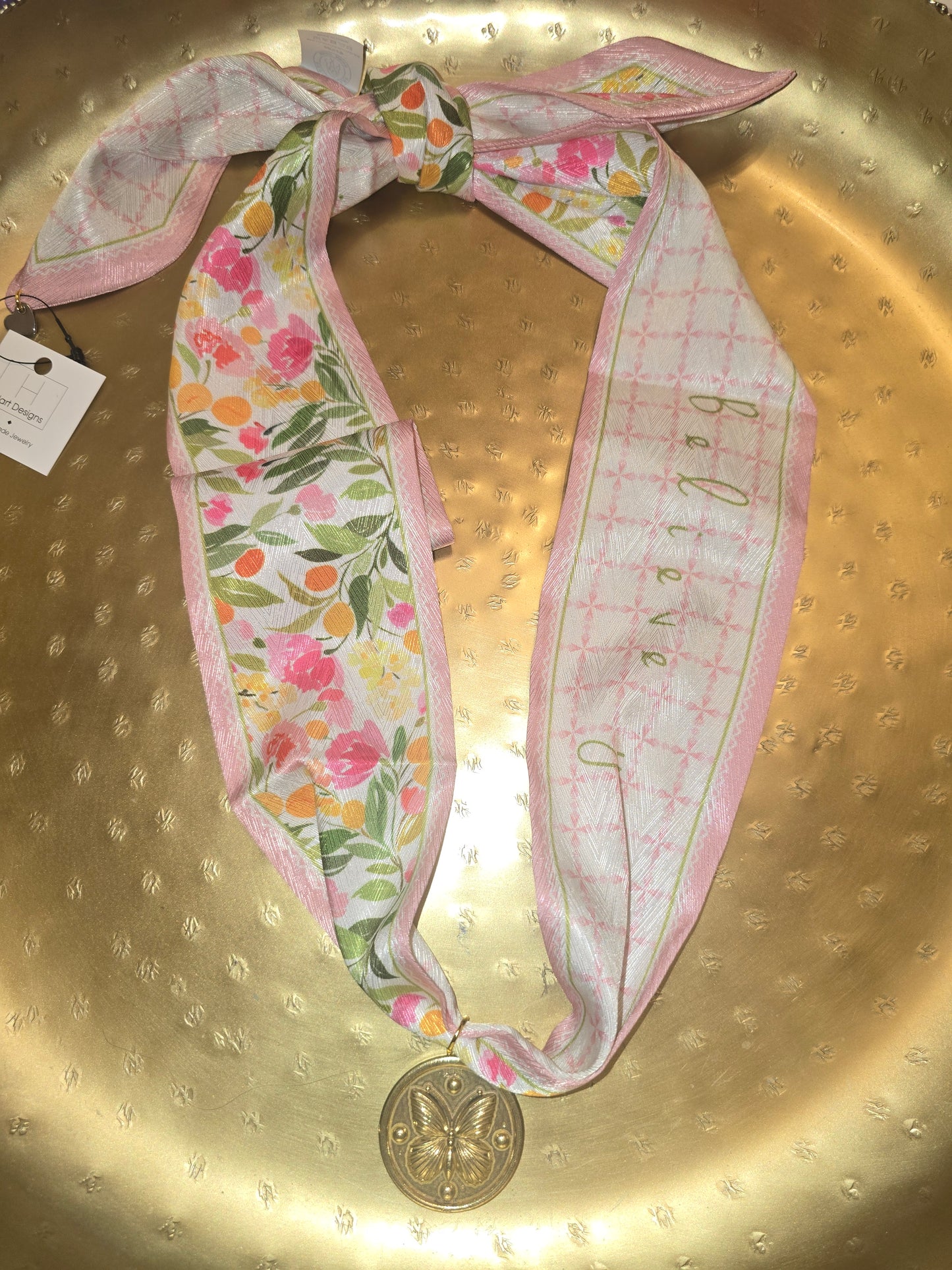 Butterfly scarf necklace