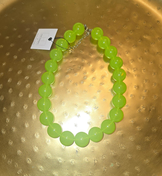 Lime green bubble gum ball necklace
