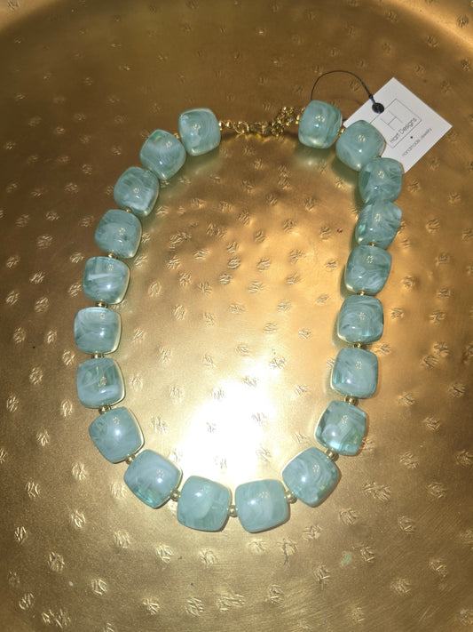 Mint square marble necklace