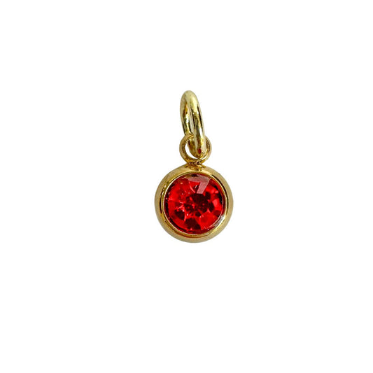 Birthstone Zircon Charm For Charm Necklace & Bracelet: Dark Red