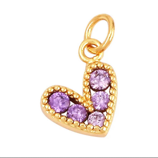 Light Purple Heart Charm For Charm Necklace & Bracelet