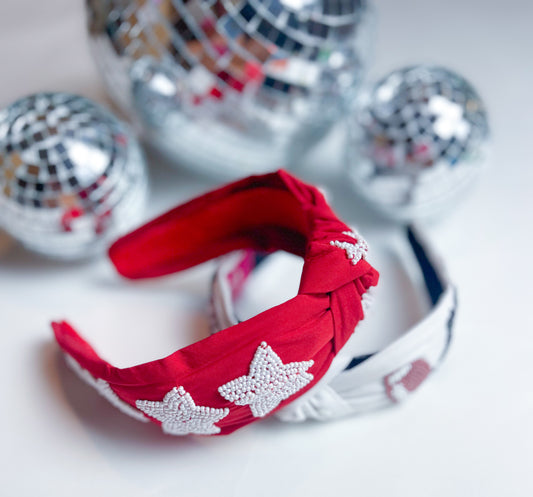 Game Day Headband, Red & White