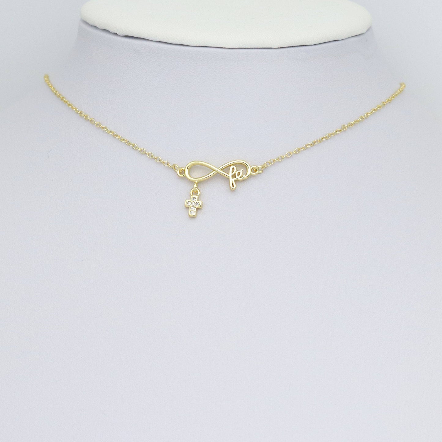 Gold Infinity With Cross Pendant Shape Charm Pendant, Sku#LK1053