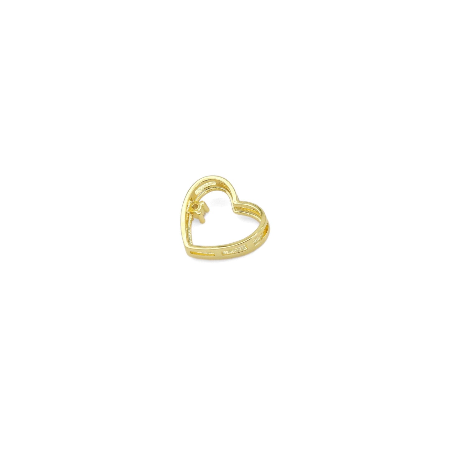 Gold CZ Open Heart Connector Charm, Sku#Y927