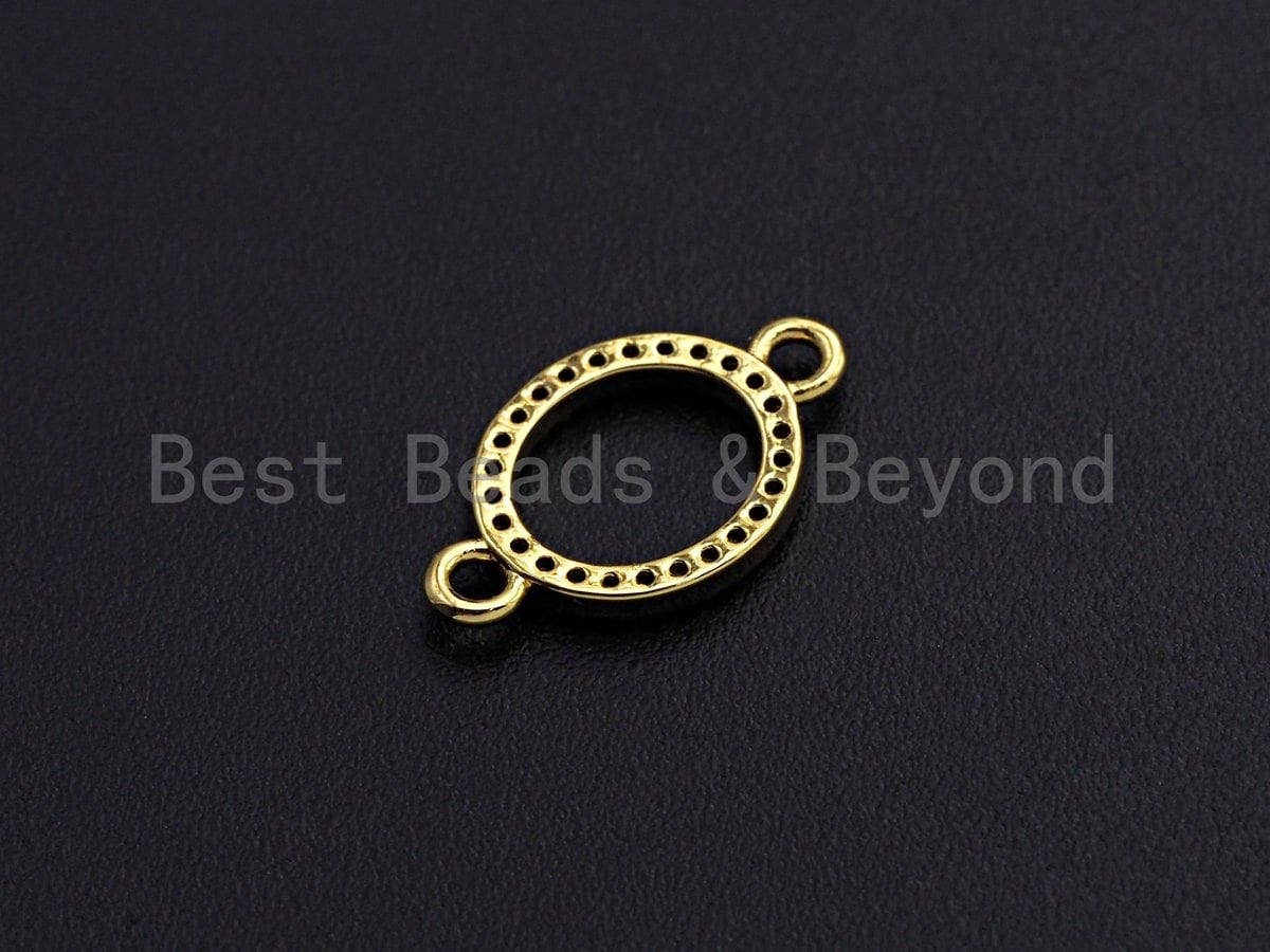 Cubic Zirconia Oval Ring Connector, Cubic Zirconia Connector: Gold