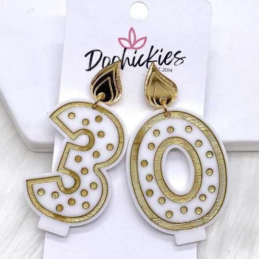 2" Traditional Candle Acrylics -Birthday Earrings: Pink / 21