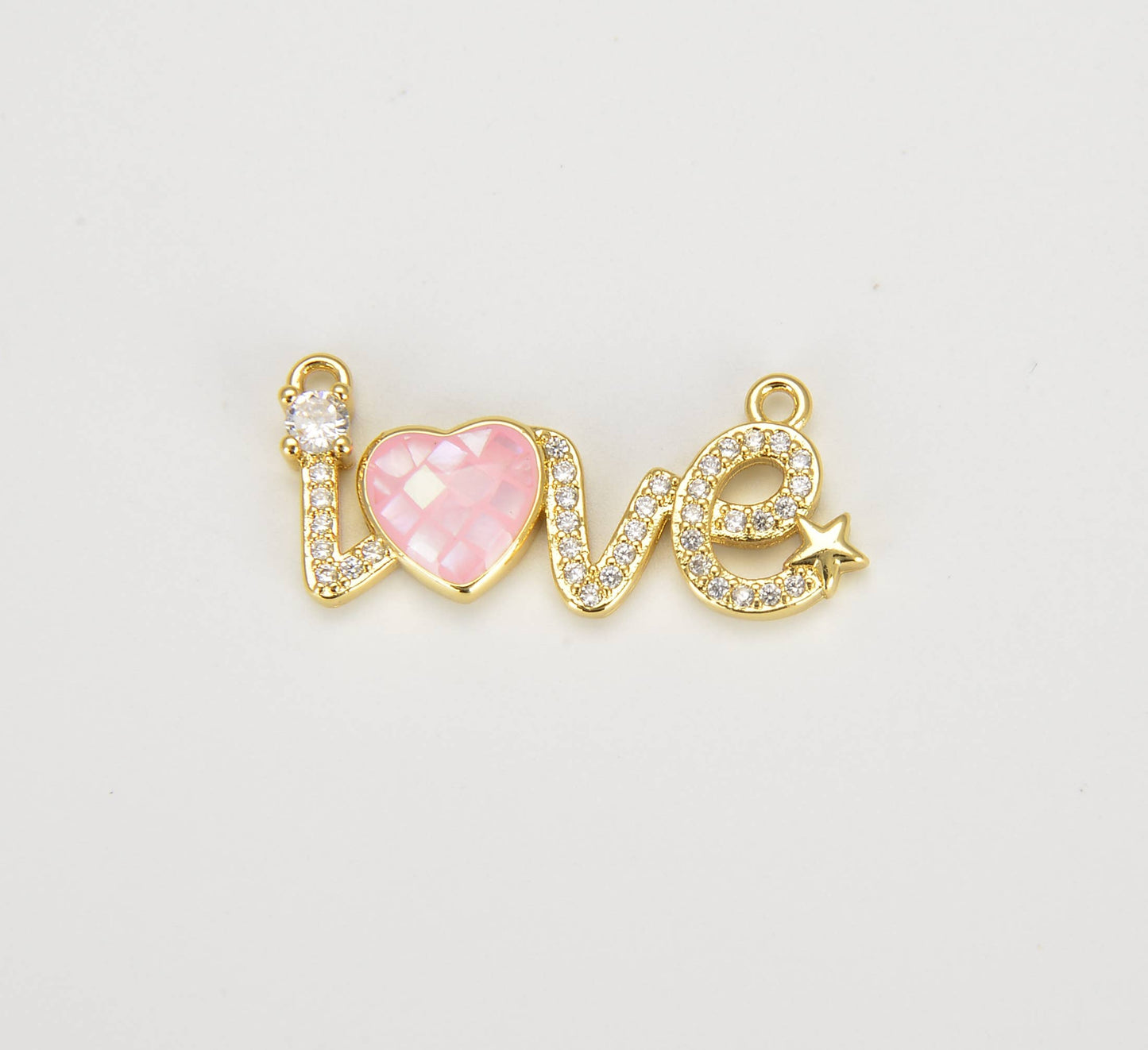 18K Gold Filled Love Word Micro Pave Charm Connector CN383