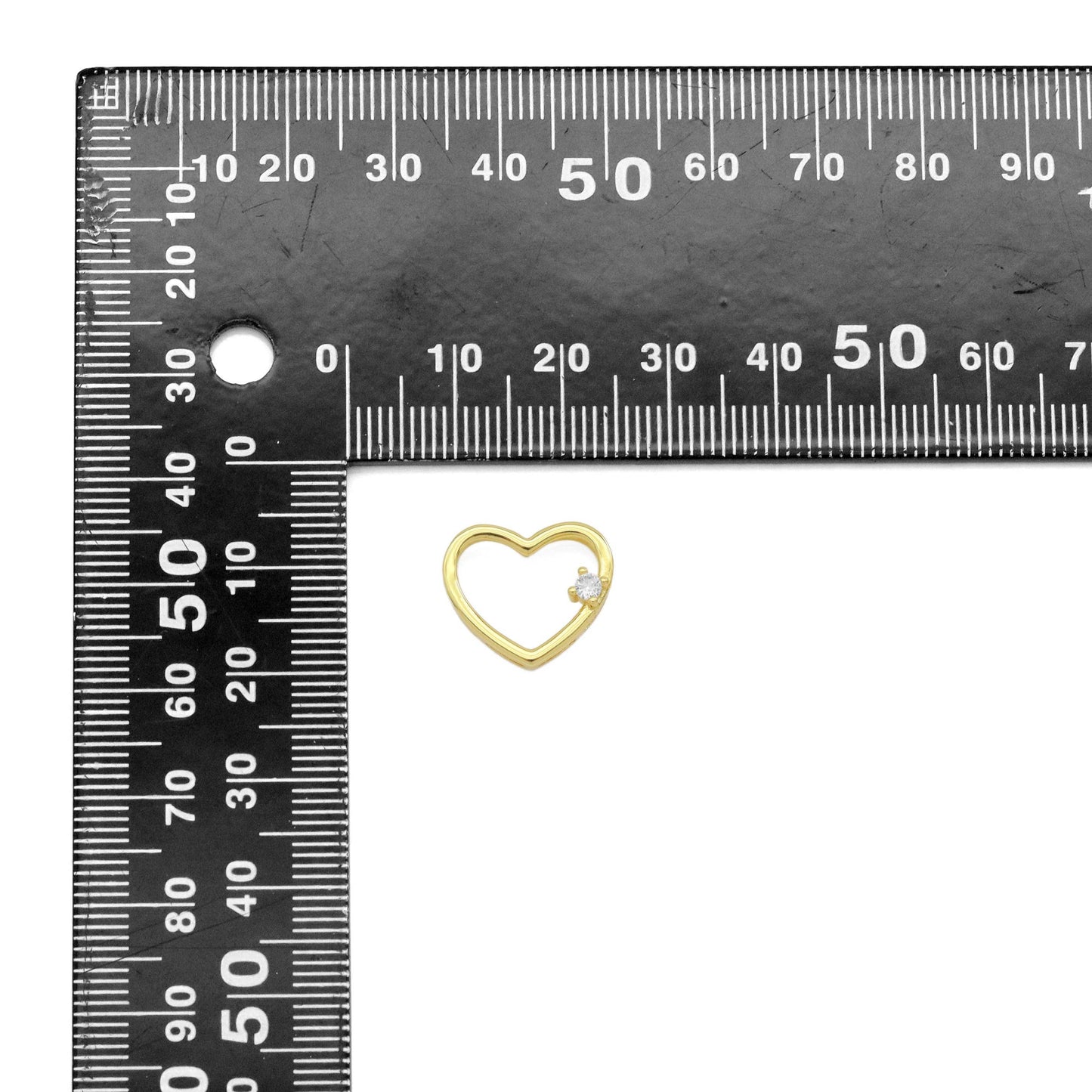 Gold CZ Open Heart Connector Charm, Sku#Y927