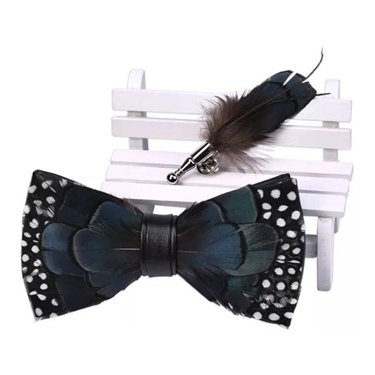 Handmade FeatherBowtie W/free Lapel Pin      