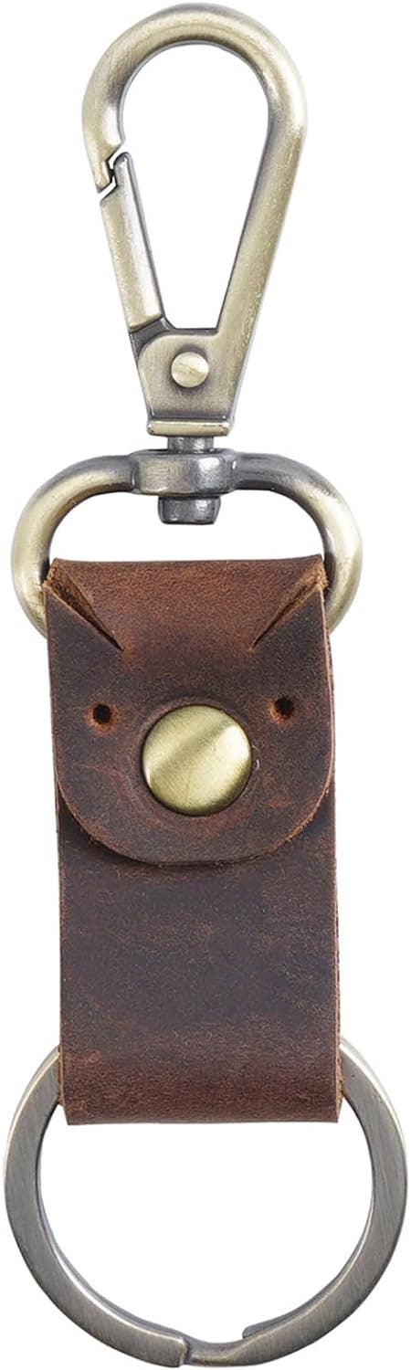 Genuine Leather Keychain, Small Keychain for Man and Women: Brown