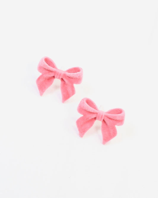 Angelina Velvet Bow Earring Pink: Default