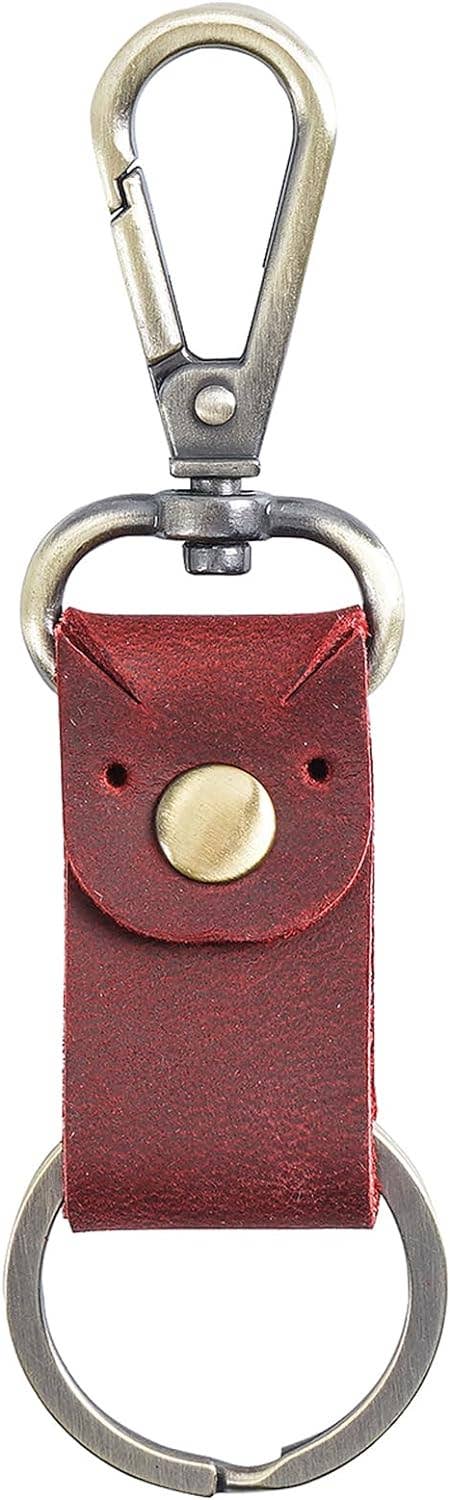 Genuine Leather Keychain, Small Keychain for Man and Women: Dark Brown