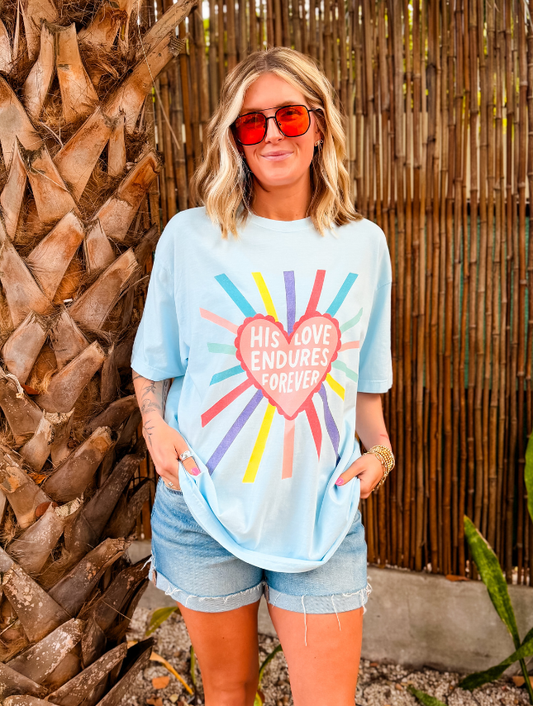 His Love Endures Tee: Chambray / M