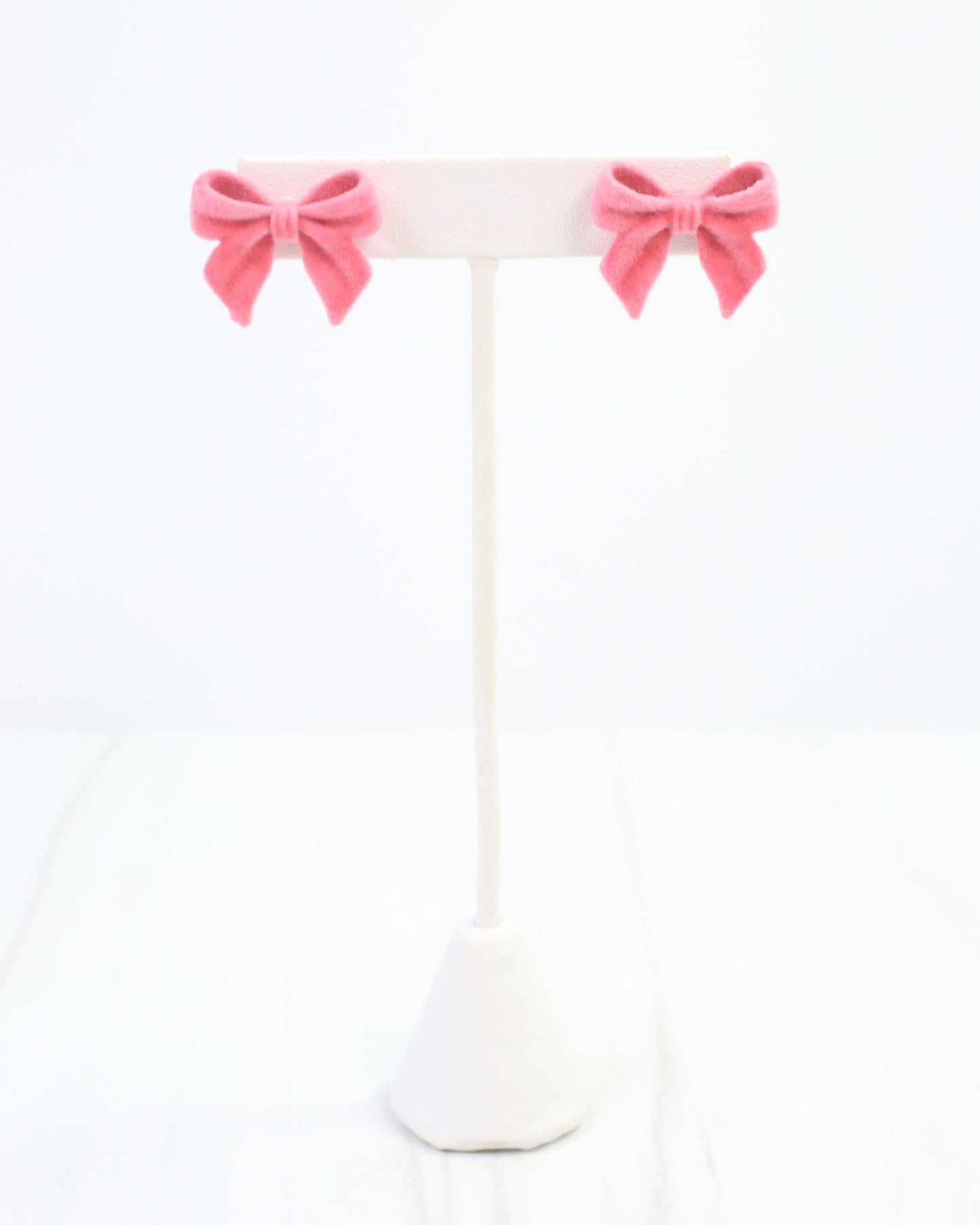 Angelina Velvet Bow Earring Pink: Default