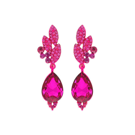 Rhinestone Cluster Teardrop Gem Evening Earrings: Fuchsia eq312gfu