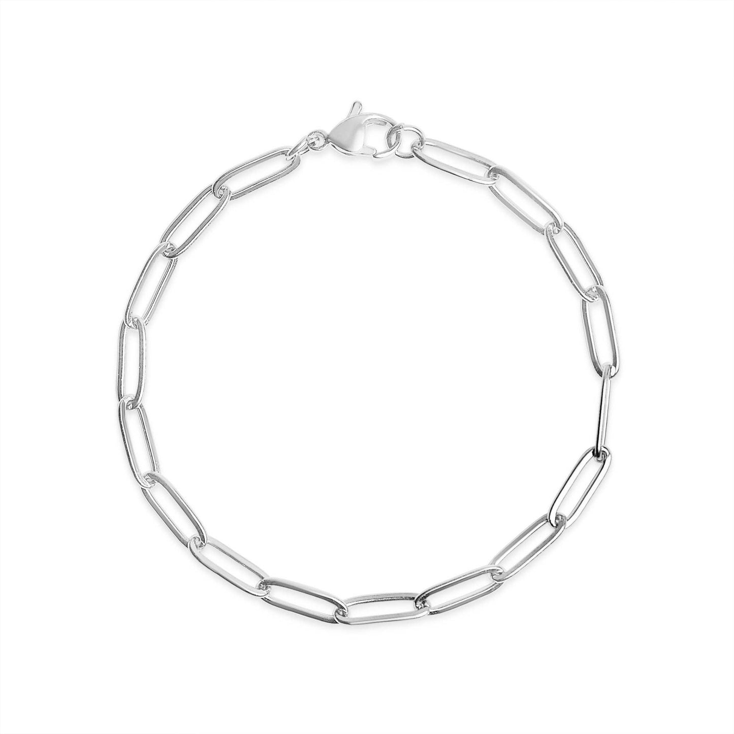 Stainless Steel Paperclip Chain Bracelet: Stainless / 7"