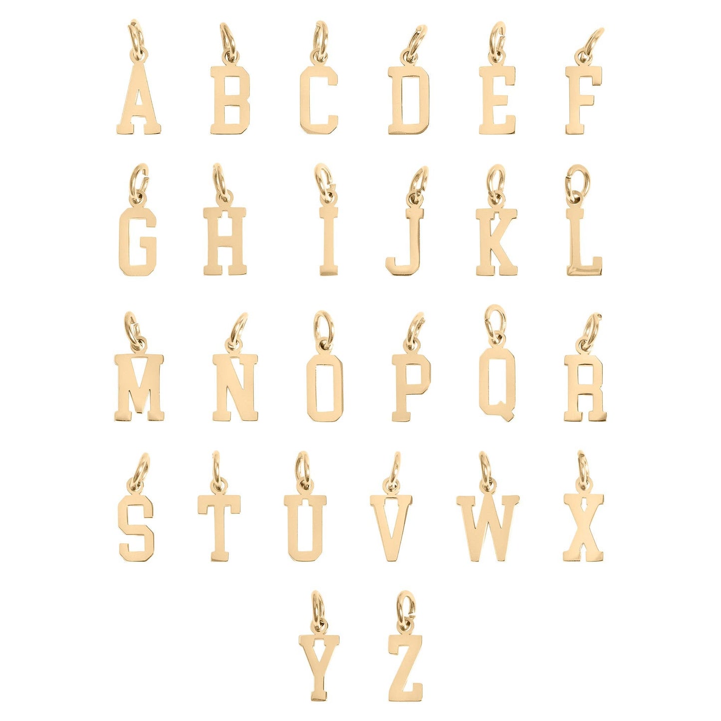 18K Gold PVD Stainless Steel Small Sport Letter Charm: C