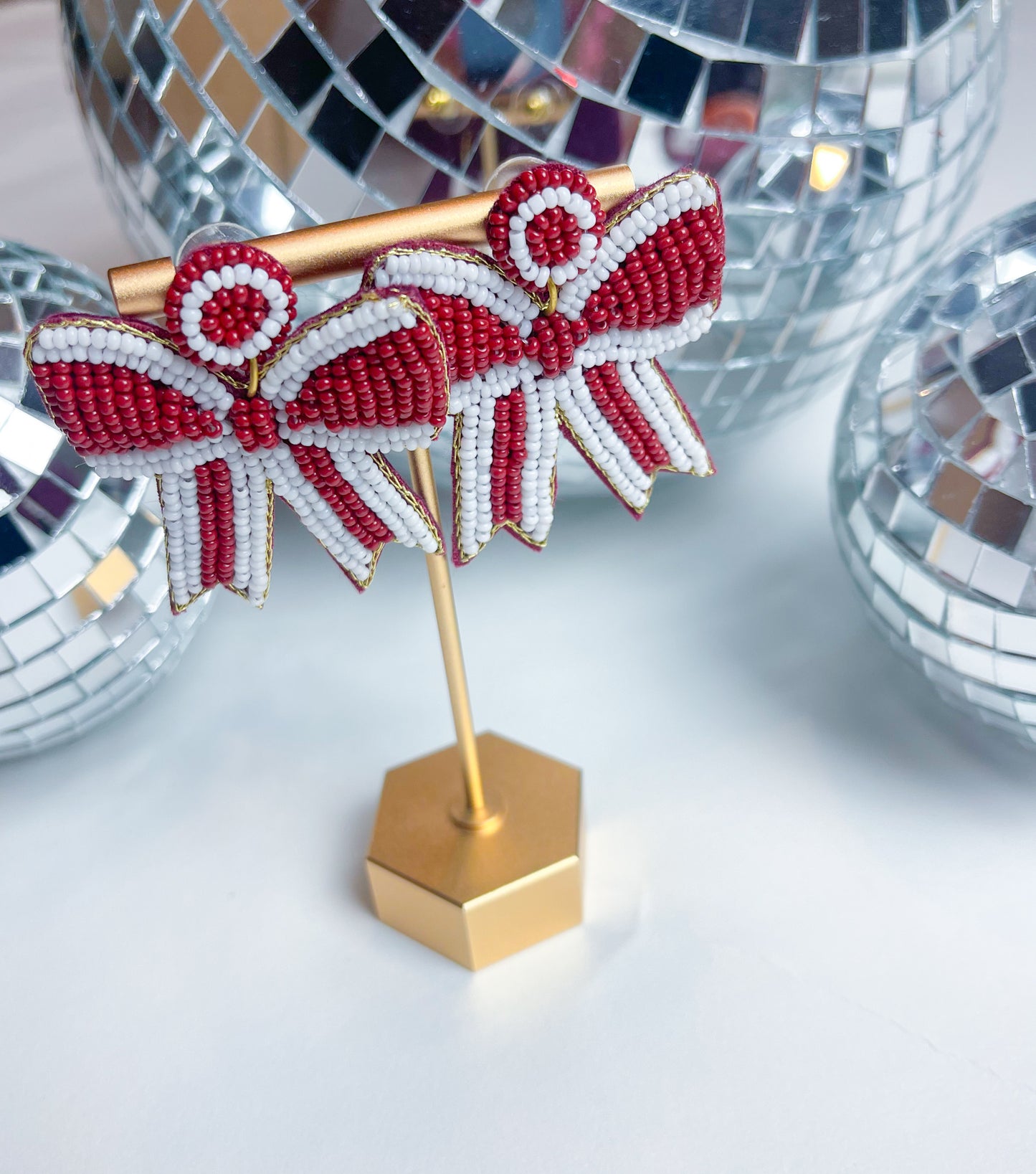 Bow Earrings, Garnet