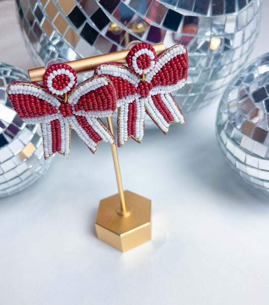 Bow Earrings, Garnet