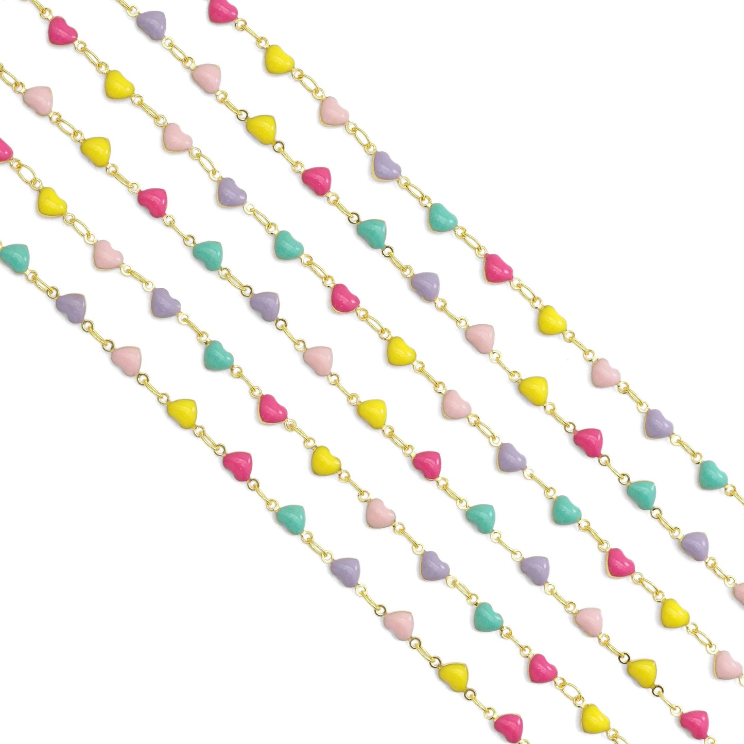 Colorful Enamel Heart Chain by Yard necklace, sku#HX19: 1 yard (=3ft)