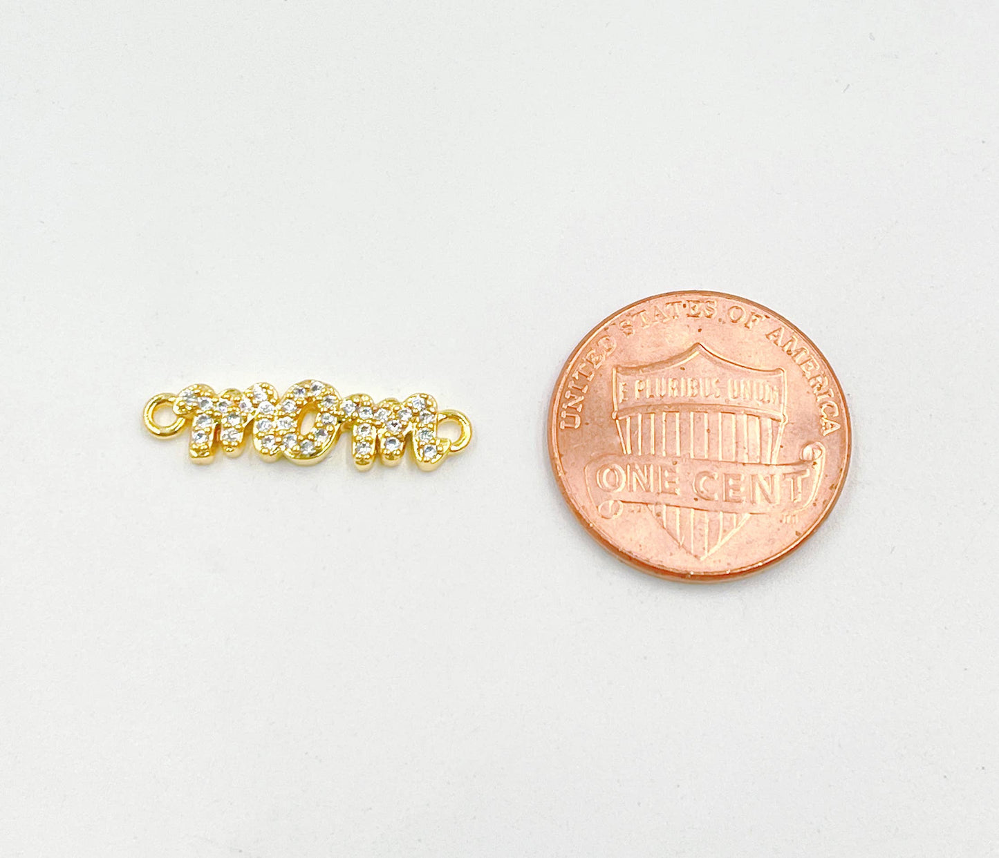 Micro Pave Mom Word Charm Connector in 18K Gold Filled CN394