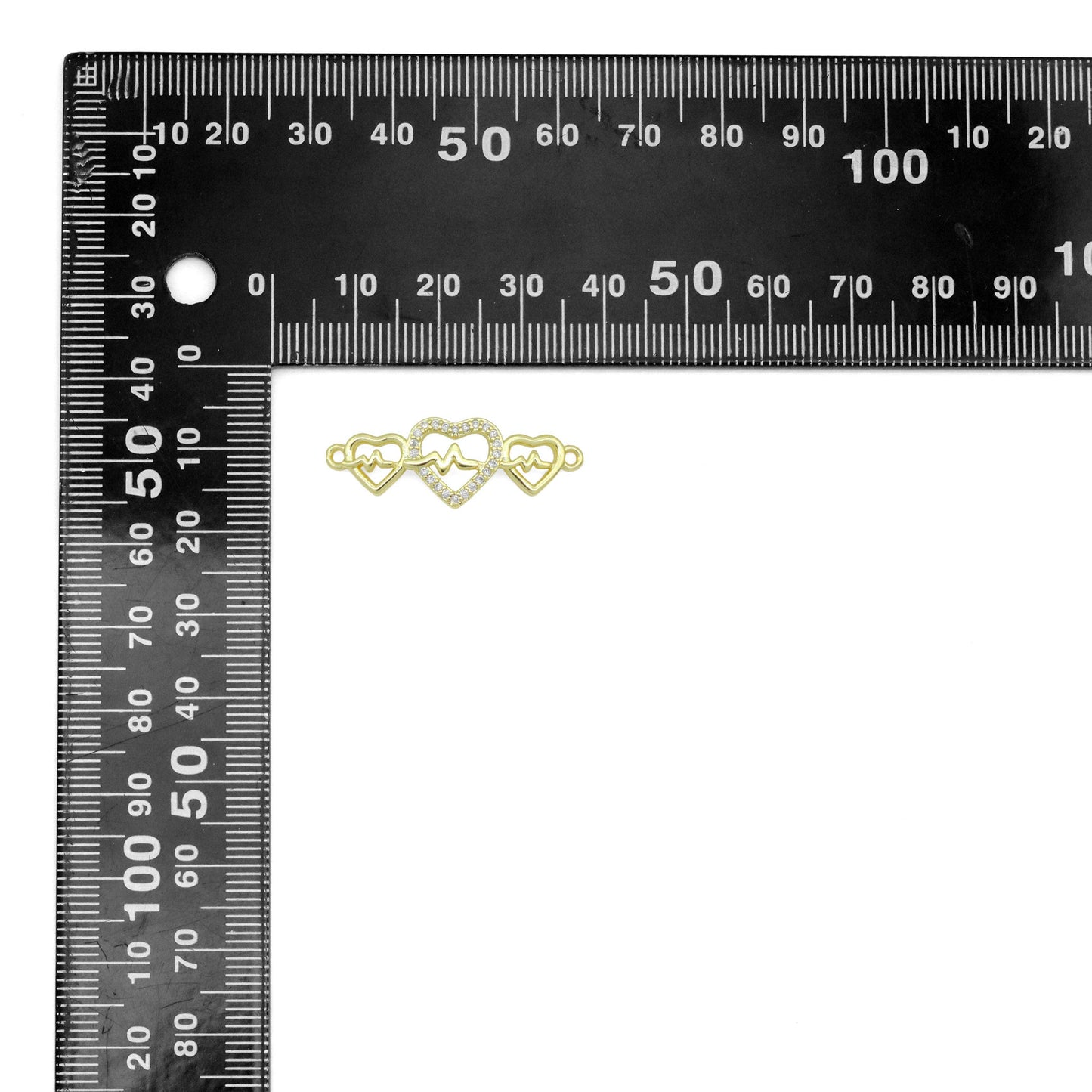 Triple Electrical Heart Charm connector, Sku#LK1064