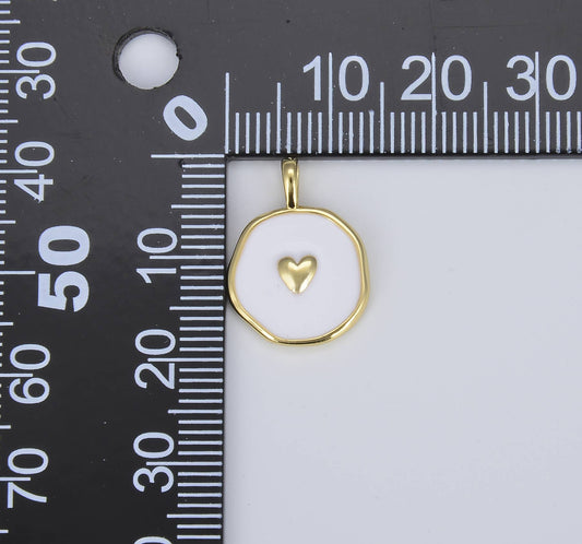 MOP Pearl Medallion Heart Charm, Gold Heart Pendant,