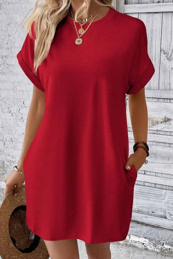 Weekend Casual T-Shirt Mini Dress: PURPLE / 2XL